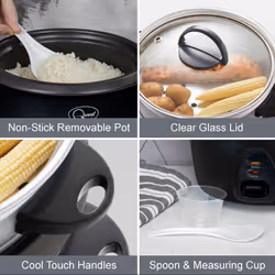 Quest 2-in-1 Black Rice Cookers & Steamers / 2 Sizes - 1L