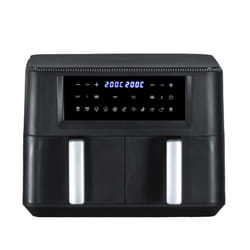 Quest 33779 Dual Air Fryer / 9L Total Capacity / Temperature Control & Preset Settings / 60 Minute Timer / LED Touch Controls / Dishwasher Safe Basket