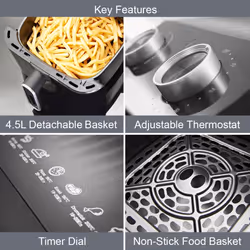 Quest 4.5 Litre Air Fryers / Non-Stick Basket / 1350W - Manual