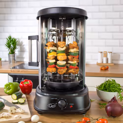 Quest Electric Rotisserie Grill with Glass Safety Door / Cooks Kebabs, Skewers and Roasts