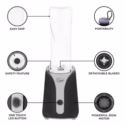Quest 34029 Personal Blender & Smoothie Maker / 2 600ml Portable Bottles / Black