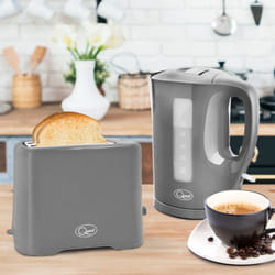Quest Modern Kettle & Toaster Sets / 1.7L Kettle & 2 Slice Toaster - Grey