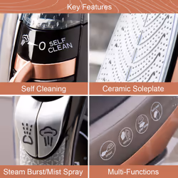 Quest 34149 Cordless Steam Iron / Ceramic Soleplate / Self-Cleaning / Quick Heat-Up / Adjustable Temperature / 350ml, 2400W