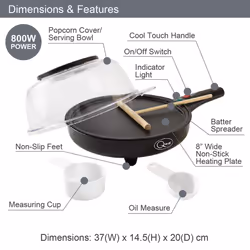Quest 34400 2-in-1 Popcorn & French CrÃªpe Pancake Maker / Non-Stick