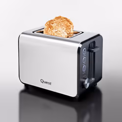 Quest 34579 2 Slice Toaster with Extra Wide Slots / 7 Browning Levels / Reheat & Defrost / Crumb Tray & Cord Storage / 950W / ...