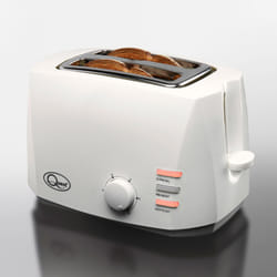 Quest 2 Slice Toasters with Extra Wide Slots / 6 Browning Levels / Reheat & Defrost / Crumb Tray & Cord Storage / 800W - White