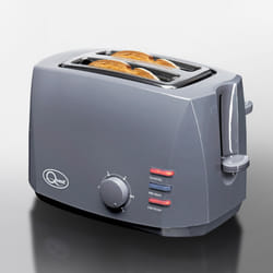 Quest 2 Slice Toasters with Extra Wide Slots / 6 Browning Levels / Reheat & Defrost / Crumb Tray & Cord Storage / 800W - Grey