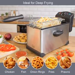 Quest 35140 3 Litre Stainless Steel Deep Fat Fryer / Easy Clean, 2000W