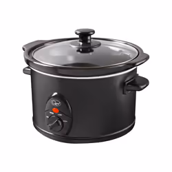 Quest Black Slow Cookers / Compact Stainless Steel / 3 Temperature Settings / Toughened Glass Lid / Dishwasher Safe Bowl - 1. ...