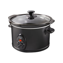 Quest Black Slow Cookers / Compact Stainless Steel / 3 Temperature Settings / Toughened Glass Lid / Dishwasher Safe Bowl - 1.5 L