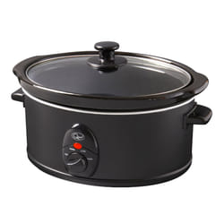 Quest Black Slow Cookers / Compact Stainless Steel / 3 Temperature Settings / Toughened Glass Lid / Dishwasher Safe Bowl - 3.5 L