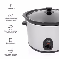 Quest 5L Stainless Steel Slow Cooker