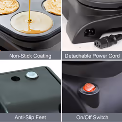 Quest 35319 Mini Pancake Maker and Grill / 6 Non-Stick Moulds, Easy Use