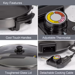 Quest 35410 30cm Multi-Function Aluminium Electric Cooker Pan with Lid
