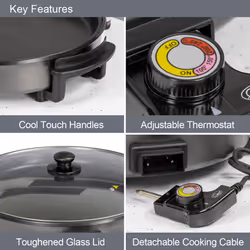 Quest 35500 40cm Multi-Function Aluminium Electric Cooker Pan with Lid