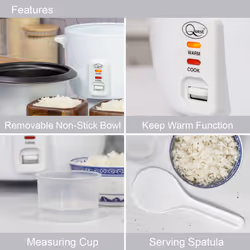 Quest 35530 0.8L Rice Cooker / Non-Stick Removable Bowl + Accessories
