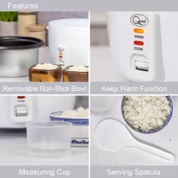 Quest 35550 1.8L Rice Cooker / Non-Stick Removable Bowl + Accessories