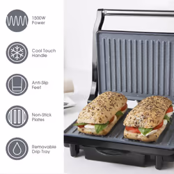 Quest 35609 Deluxe Health Grill with Panini Press & Sandwich Toaster