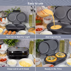 Quest 35659 XL Dual Omelette Maker/Two Large Non-Stick Plates/Automatic Temperature Control/Easy Cleaning/Cool Touch Handle / 850W