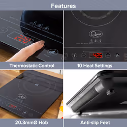 Quest 35839 Digital Single Induction Hob/Hot Plate, Heat & Timer Control