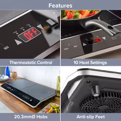 Quest 35840 Digital Double Induction Hob/Hot Plate, Heat & Timer Control