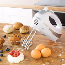 Quest 35890 Electric Hand Mixer / Complete With Chrome Beaters, Dough Hooks & Balloon Whisk