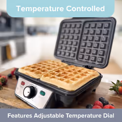 Quest 35950 Two Slice Waffle Maker / Non-Stick Hot Plates, Stainless Steel