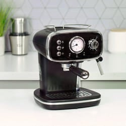 Quest 36569 Retro Coffee Machine and Milk Frother / High Performance / 1.2L Water Tank and Drip Tray / Suitable for Ground Coffee Beans