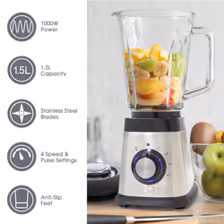 Quest 36919 1.5L Blender & Grinder / 4 Speeds, 6 Modes, Removable Jug