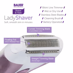 Bauer Professional 38730 Soft and Smooth Lady Shaver / Battery Operated / Wet and Dry Shave / Stainless Steel Blades