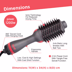 Bauer Hot Air Blow Dry Brush / Round Hair Dryer Brush for Medium to Long Hair