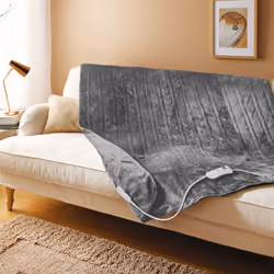 Bauer Professional 39049 Luxury Soft Touch Heated Throw Blanket (Grey, Double)