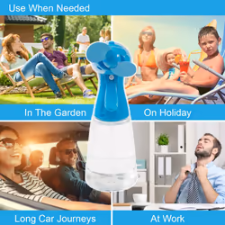 Benross 40239 Water Mist Spray Fan / Handheld Cooling Device / Portable For Holidays, Beach Trips, Sports Events, Office Use & Travel Use / Blue