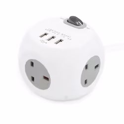 Benross 41079 3-Way Cube Extension Lead / 3 USB Ports Included