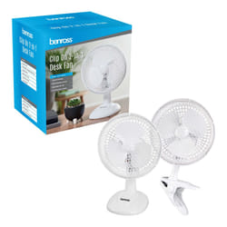 Benross 41240 2-in-1 6 Inch Clip-On Desk Fan / 2 Speed Control, 15W