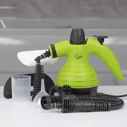 Quest 41980 250ml Green Hand Held Steam Cleaner with 9 Cleaning Accessories