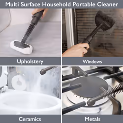 Quest 41980 250ml Green Hand Held Steam Cleaner with 9 Cleaning Accessories