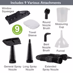 Quest 41980 250ml Green Hand Held Steam Cleaner with 9 Cleaning Accessories