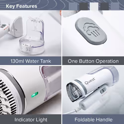 Quest 42149 Handheld Clothes Steamer / Travel Steamer for Clothing, Curtains, Furniture & More / 1200W Power / Removable 130ml Water Tank / Foldable