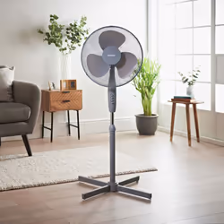 Benross 43840 16-Inch Adjustable Oscillating 3-Speed Standing Fan / Grey