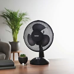 Benross Standing Desk Fans / Easy Push Control Buttons / 3 Speed Settings / Oscillating Head / Safety Guard / Home & Office / Black Colour - 9 Inches