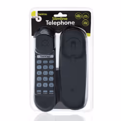 Benross 44550 Slimline Corded Telephone / Table & Wall Mountable / Black