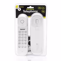 Benross 44560 Slimline Corded Telephone / Table & Wall Mountable / White