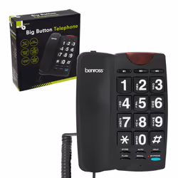 Benross Big Button Landline Telephones with LED Ringer Light - Black