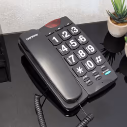 Benross Big Button Landline Telephones with LED Ringer Light - Black