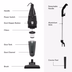 Quest 2-in-1 Upright Handheld Bagless Vacuum Cleaners - Black