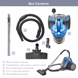 Quest 44909 Cylinder Vacuum Cleaner / Bagless Corded Vacuum / 3-in-1 Attachments / 5 Metre Long Cord / Multi-Surface Cleaning / 2.5 Litre Tank / 700W