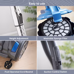 Quest 44909 Cylinder Vacuum Cleaner / Bagless Corded Vacuum / 3-in-1 Attachments / 5 Metre Long Cord / Multi-Surface Cleaning / 2.5 Litre Tank / 700W