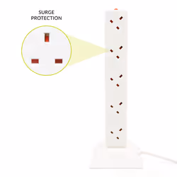 Benross 45150 10-Way Extension Lead Tower / 2 Metre Cable / Surge Protected / Great For Home Or Office Use