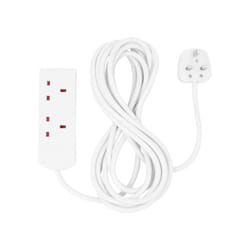 Benross 45260 2-Way Extension Cable / 5 Metre Extension Lead / Ideal for Home, Office or Garden / 2 UK Plug Sockets / 240V AC, 13 Amps / White Colour